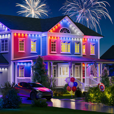 Lampu Eave Smart Outdoor yang dipasang di dinding RGBIC CCT Lighting dengan CRI dan PC ABS Housing